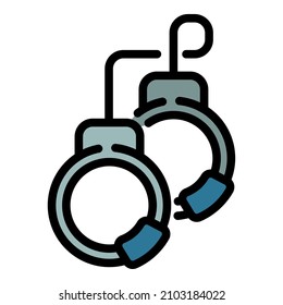 Handschellen-Symbol. Konturhandschellen, Vektorsymbol-Farbe einzeln