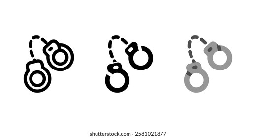 Handcuffs icon. Police arrest and security sign. Law enforcement and justice symbol. Metal chain and prisoner custody pictogram. Crime control and regulation illustration.