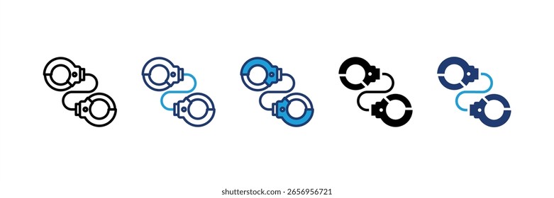Handcuffs icon set multiple style collection