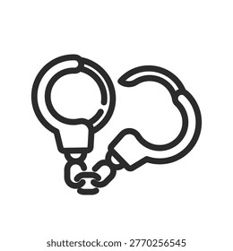 Handcuffs icon. Simple line Handcuffs icon for arrest, police custody, crime control and law enforcement concept. Vector illustration