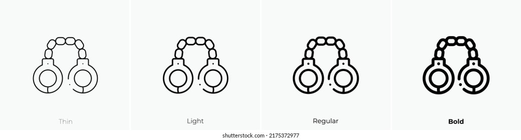 handcuffs icon. Thin, Light Regular And Bold style design isolated on white background