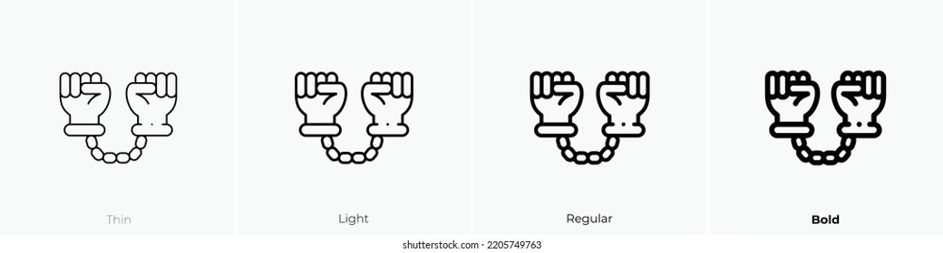 Handschellen-Symbol. Thin, hellrosa und feines Design einzeln auf weißem Hintergrund