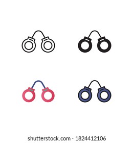 handcuffs icon vector with different style design. isolated with white background