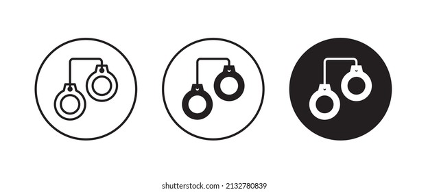 Handcuffs icon vector, sign, symbol, logo, illustration, editable stroke, flat design style isolated on white