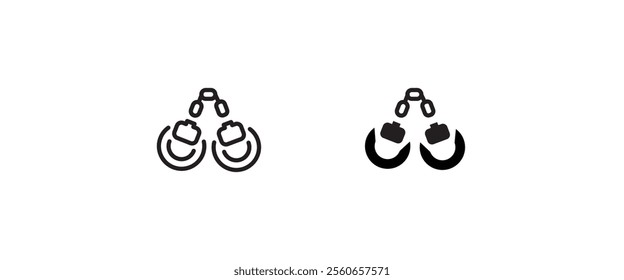 Handcuffs icon vector, sign, symbol, logo, illustration, editable stroke, flat design style isolated on white