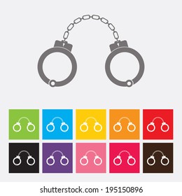 Handcuffs icons set - Vector