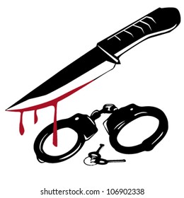 handcuffs and a knife