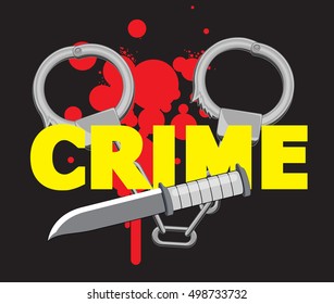 Handcuffs with Knife and Blood