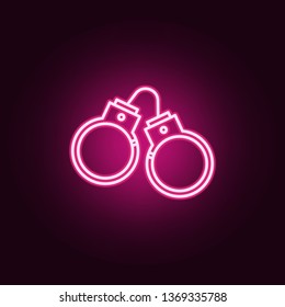 Handcuffs, law neon icon. Elements of Law & Justice set. Simple icon for websites, web design, mobile app, info graphics