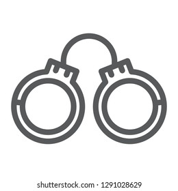 Handcuffs line icon, chain and lock, cuffs sign, vector graphics, a linear pattern on a white background, eps 10.
