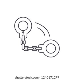 Handcuffs line icon concept. Handcuffs vector linear illustration, symbol, sign