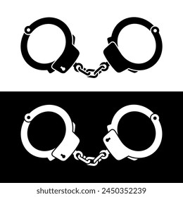 Handcuffs (manacle) icon. Attribute of police or arrest. Symbol of crime or role-playing, love games.