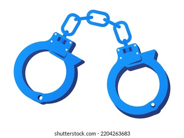 Handcuffs - modern flat design style single isolated image. Neat detailed illustration of accessories for arresting criminals and detaining citizens. Police ammunition, prisoner and jail idea