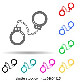 handcuffs multi color style icon. Simple glyph, flat vector of police icons for ui and ux, website or mobile application