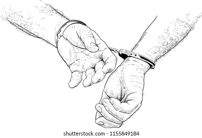 Handcuffs on hands