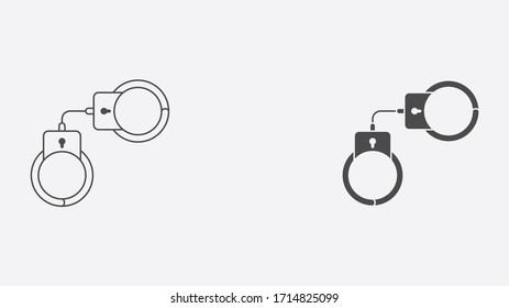 Umriss- und Symbol-Symbol für Handschellen und gefüllte Vektorillustrationen