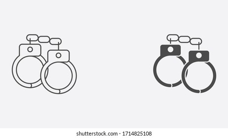 Símbolo de símbolo de icono de vector relleno y contorno de las esposas