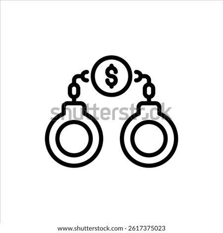 Handcuffs outline icon. Corruption black line illustration.