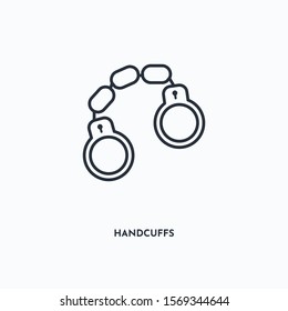Handcuffs outline icon. Simple linear element illustration. Isolated line Handcuffs icon on white background. Thin stroke sign can be used for web, mobile and UI.