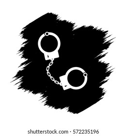 handcuffs prison. brush stroke black vector