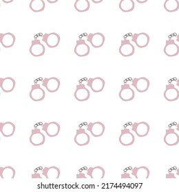 Handcuffs seamless pattern. Wild West theme. Hand drawn colored trendy Vector print.