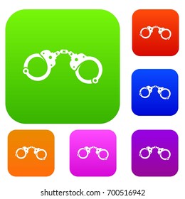 Handcuffs set icon in different colors isolated vector illustration. Premium collection