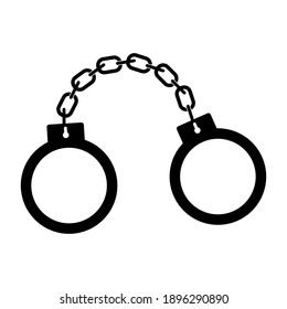 Icono de la silueta esposada. Detener símbolo simple.  Forma negra vectorial aislada sobre fondo blanco. Diseño del pictograma de castigo criminal. 