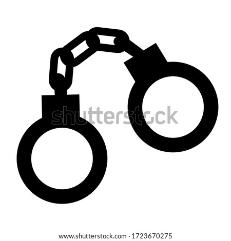 handcuffs silhouette icon, police symbol simple  shape , black isolated on white vector illustration