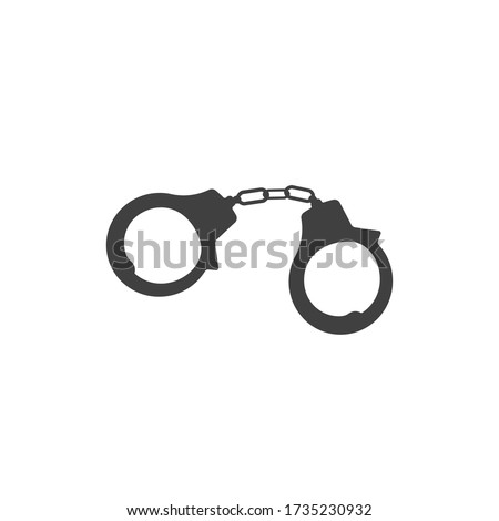 Handcuffs silhouette icon, police symbol simple shape.