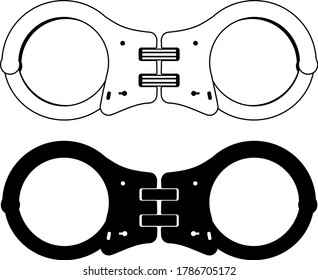 Handcuffs Silhouettes Icon Isolated on White Background. Vector illustration.