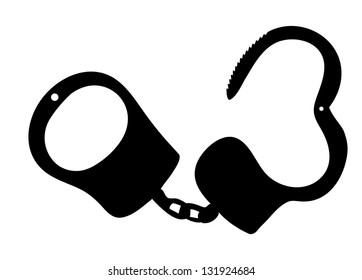 handcuffs silhouettes vector illustration on white background