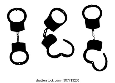 Handcuffs Silhouettes Vector Illustration on White Background EPS10