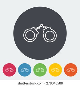 Handcuffs. Single flat icon on the button. Vector illustration.