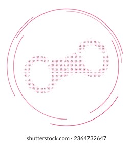 The handcuffs symbol filled with pink dots. Pointillism style. Vector illustration on white background
