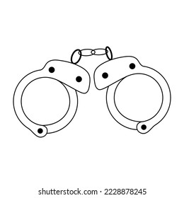 Handcuffs tattoo in y2k, 1990s, 2000s style. Emo goth element design. Old school tattoo. Vector illustration