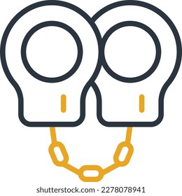 Icono de línea delgada esposas. Ilustración vectorial moderna del equipo policial.