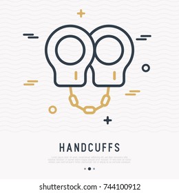Handcuffs thin line icon. Modern vector illustration of policeman equipment.