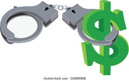 handcuffs of the type block American currency symbol