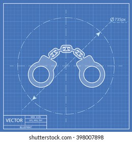 handcuffs vector blueprint icon 