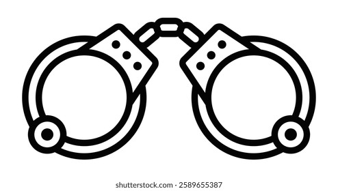 Handcuffs vector icon for law enforcement and crime themes. Editable stroke