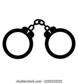 Icono vectorial de esposas en fondo blanco. Herramienta de bloqueo manual con un par de hierro.
