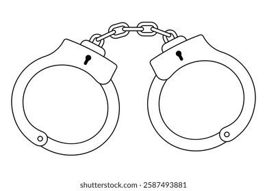 Handcuffs vector icon. Police and security symbol. Black outline isolated on white background.