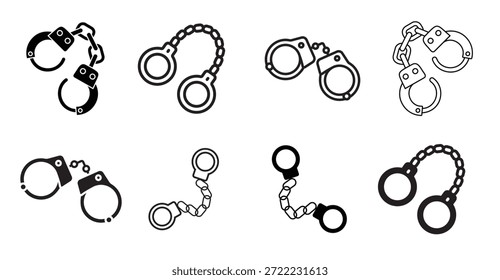 Conjunto de iconos de Vector de esposas Muestra de ilustración policial