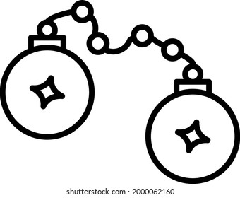 Handcuffs Vector Line Icon Design
