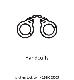 Handcuffs  Vector Outline Icon Design illustration. Law Enforcement Symbol on White background EPS 10 File