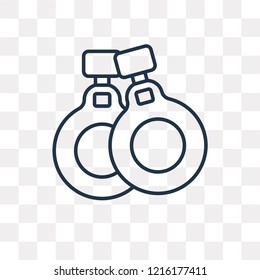 Handcuffs vector outline icon isolated on transparent background, high quality linear Handcuffs transparency concept can be used web and mobile