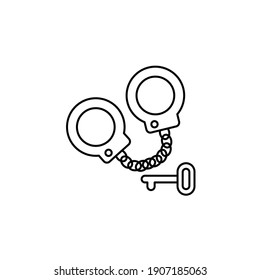 Handcuffs vector outline icon style illustration. EPS 10 file
