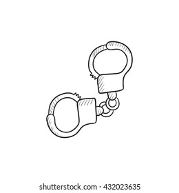 Handcuffs vector sketch icon isolated on background. Hand drawn Handcuffs icon. Handcuffs sketch icon for infographic, website or app.