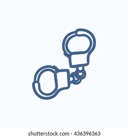 Icono de esbozo vectorial de esposas aislado en el fondo. Icono de esposas dibujadas a mano. Icono de boceto esposado para infografía, sitio web o aplicación.