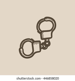 Handcuffs vector sketch icon isolated on background. Hand drawn Handcuffs icon. Handcuffs sketch icon for infographic, website or app.